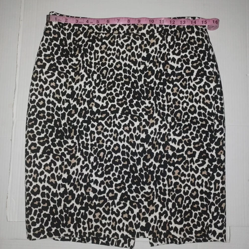 J.CREW THE PENCIL SKIRT LEOPARD PRINT 100% COTTON SIZE 4